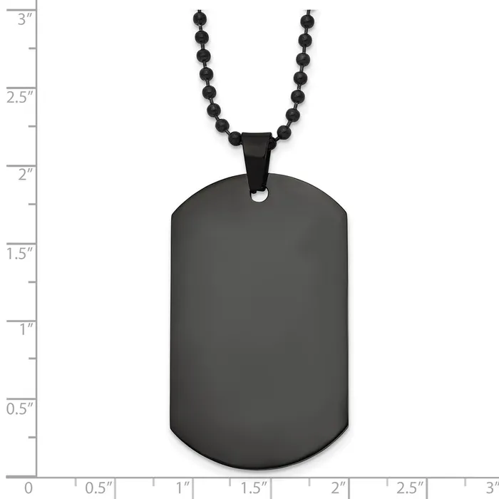TreasureFineJewelers Necklaces Chisel Stainless Steel Polished Black IPplated Dog Tag on a 20 inch Ball Chain Necklace