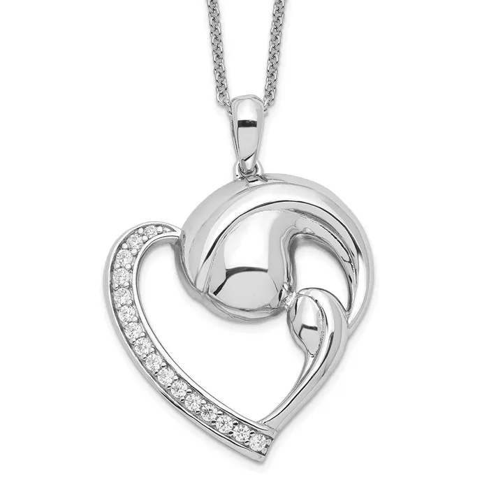 TreasureFineJewelers Necklaces Sentimental Expressions Sterling Silver Rhodiumplated CZ Motherhood 18in Necklace TreasureFineJewelers Necklaces Sentimental Expressions Sterling Silver Rhodiumplated CZ Motherhood 18in Necklace