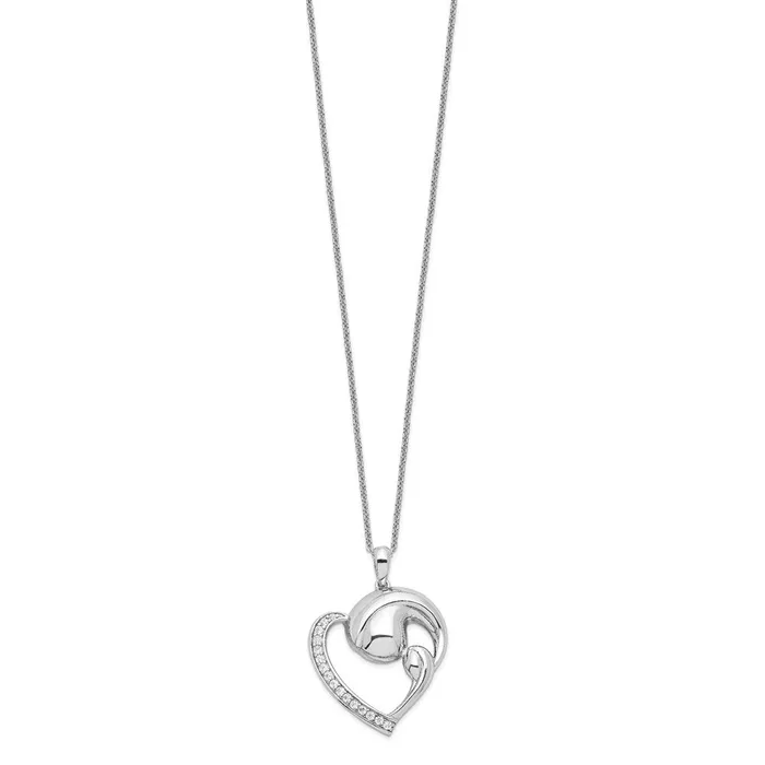 TreasureFineJewelers Necklaces Sentimental Expressions Sterling Silver Rhodiumplated CZ Motherhood 18in Necklace