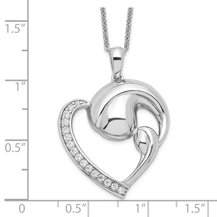 TreasureFineJewelers Necklaces Sentimental Expressions Sterling Silver Rhodiumplated CZ Motherhood 18in Necklace