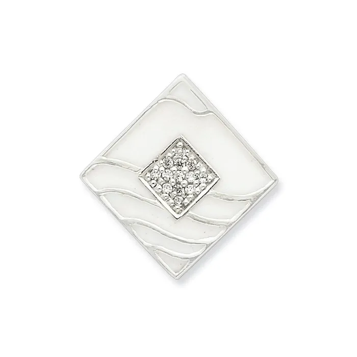 TreasureFineJewelers Necklaces Sterling Silver CZ Enameled Polished Pendant