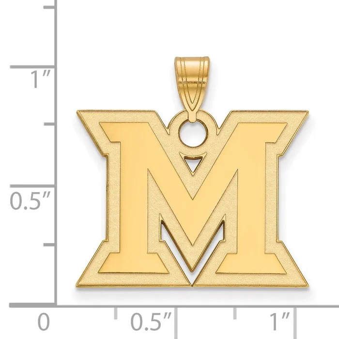 TreasureFineJewelers Necklaces Sterling Silver Goldplated Miami University Ohio Letter M Large Pendant