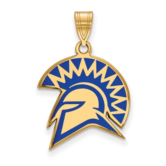 TreasureFineJewelers Necklaces Sterling Silver Goldplated San Jose State University Spartan Large Enameled Pendant TreasureFineJewelers Necklaces Sterling Silver Goldplated San Jose State University Spartan Large Enameled Pendant