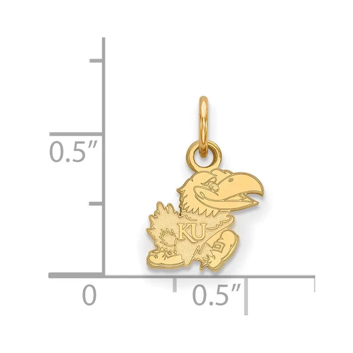 TreasureFineJewelers Necklaces Sterling Silver Goldplated University of Kansas Jayhawk Extra Small Pendant