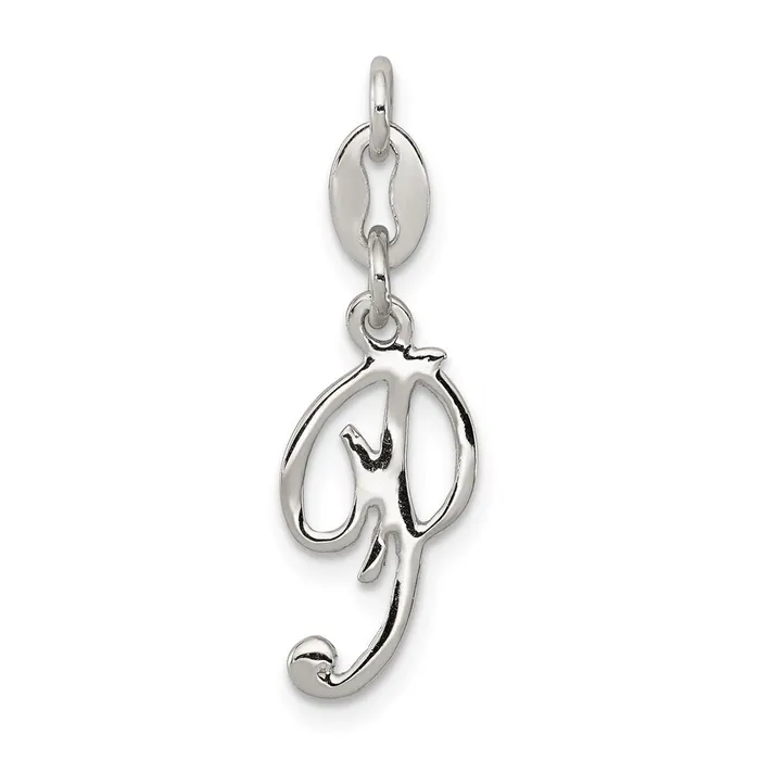 TreasureFineJewelers Necklaces Sterling Silver Letter P Initial Charm