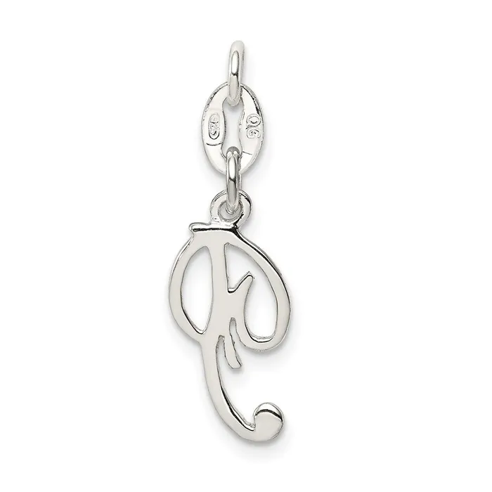 TreasureFineJewelers Necklaces Sterling Silver Letter P Initial Charm