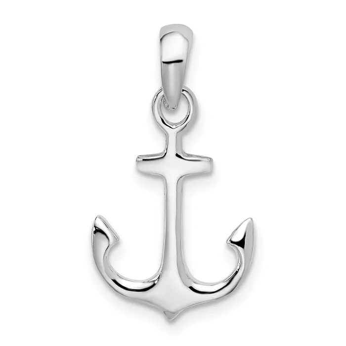 TreasureFineJewelers Necklaces Sterling Silver Polished 3D Anchor Pendant