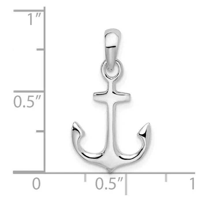 TreasureFineJewelers Necklaces Sterling Silver Polished 3D Anchor Pendant