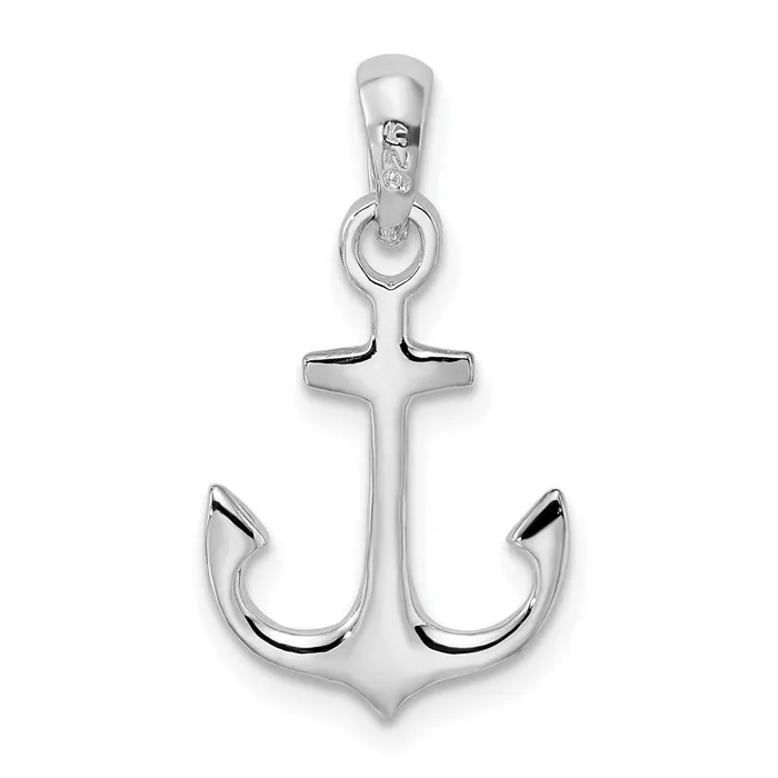 TreasureFineJewelers Necklaces Sterling Silver Polished 3D Anchor Pendant