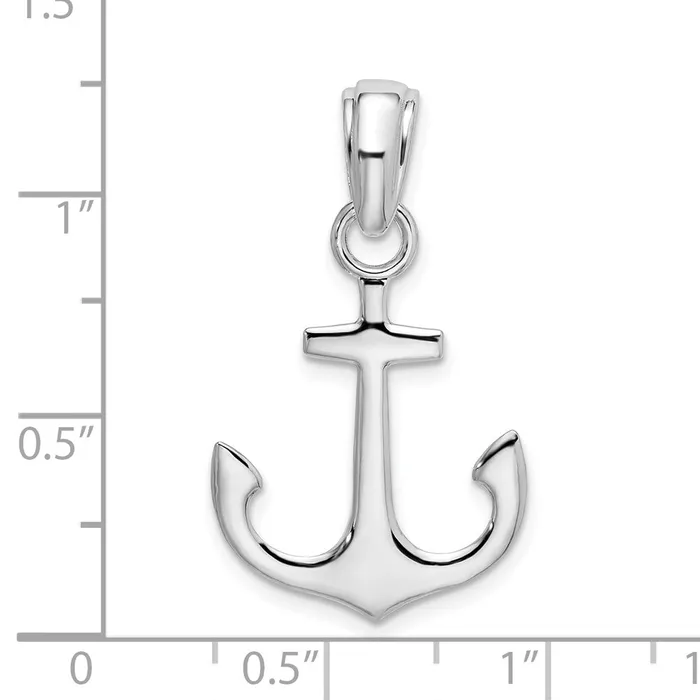 TreasureFineJewelers Necklaces Sterling Silver Polished 3D Anchor Pendant
