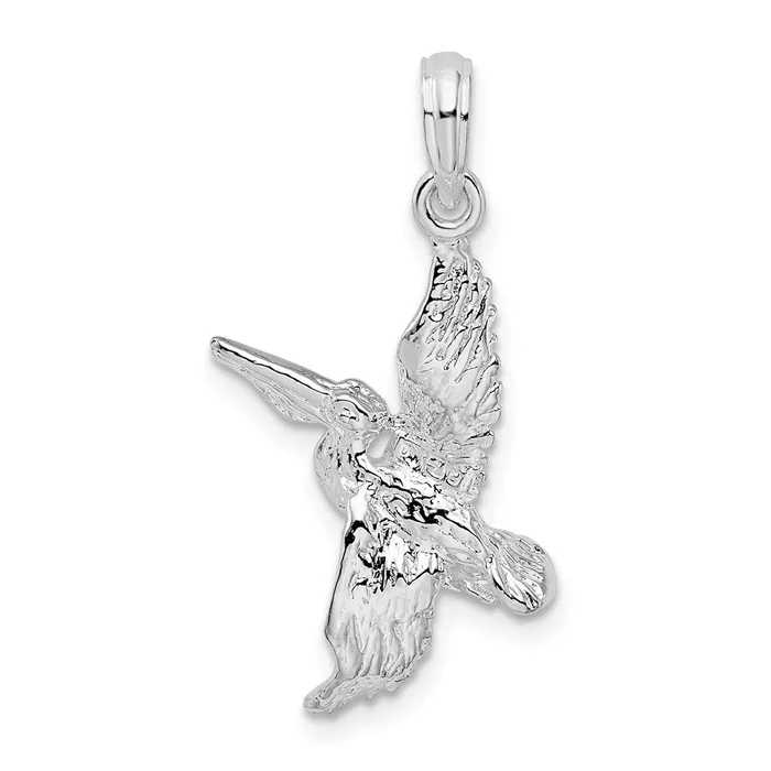 TreasureFineJewelers Necklaces Sterling Silver Polished 3D Flying Pelican Pendant TreasureFineJewelers Necklaces Sterling Silver Polished 3D Flying Pelican Pendant