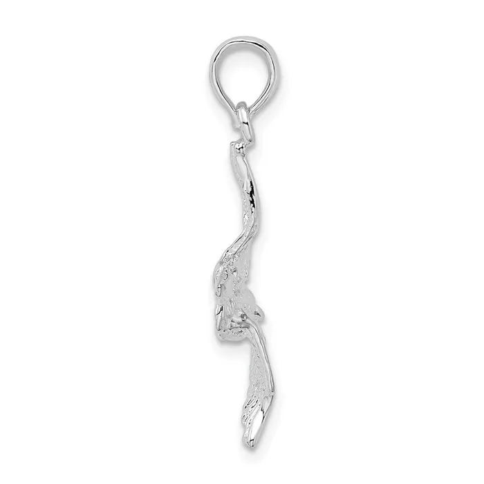 TreasureFineJewelers Necklaces Sterling Silver Polished 3D Flying Pelican Pendant