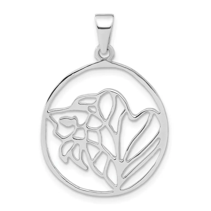 TreasureFineJewelers Necklaces Sterling Silver Polished Circle Pendant