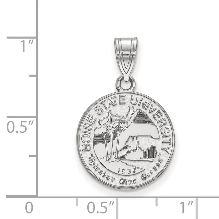 TreasureFineJewelers Necklaces Sterling Silver Rhodiumplated Boise State University Medium Crest Pendant