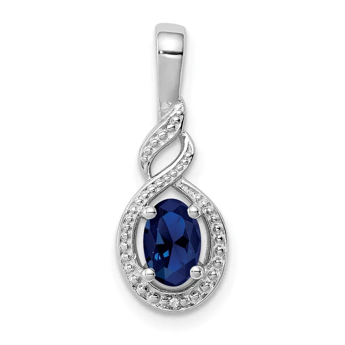 TreasureFineJewelers Necklaces Sterling Silver Rhodiumplated Created Sapphire Diam Pendant TreasureFineJewelers Necklaces Sterling Silver Rhodiumplated Created Sapphire Diam Pendant