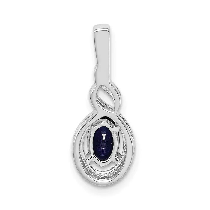 TreasureFineJewelers Necklaces Sterling Silver Rhodiumplated Created Sapphire Diam Pendant