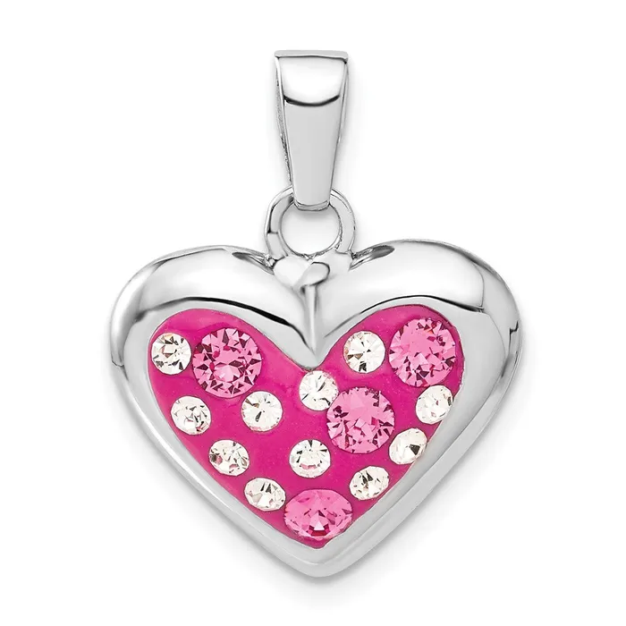 TreasureFineJewelers Necklaces Sterling Silver Rhodiumplated Ferido Stellux Crystal Heart Pendant TreasureFineJewelers Necklaces Sterling Silver Rhodiumplated Ferido Stellux Crystal Heart Pendant