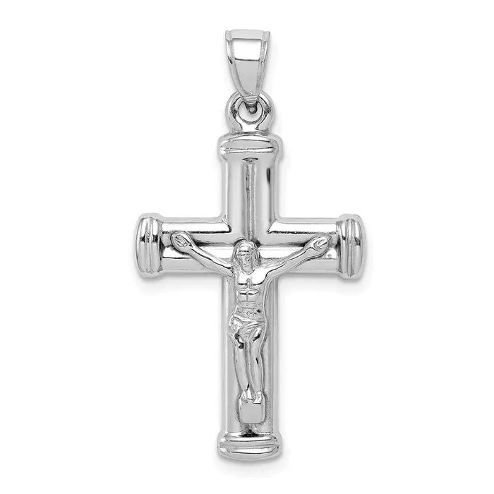 TreasureFineJewelers Necklaces Sterling Silver Rhodiumplated Hollow Latin Crucifix Pendant TreasureFineJewelers Necklaces Sterling Silver Rhodiumplated Hollow Latin Crucifix Pendant