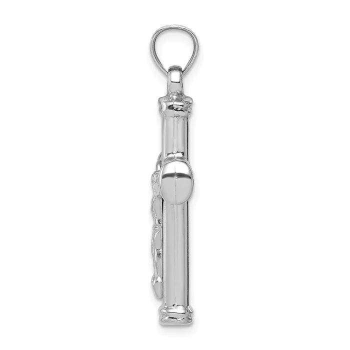 TreasureFineJewelers Necklaces Sterling Silver Rhodiumplated Hollow Latin Crucifix Pendant