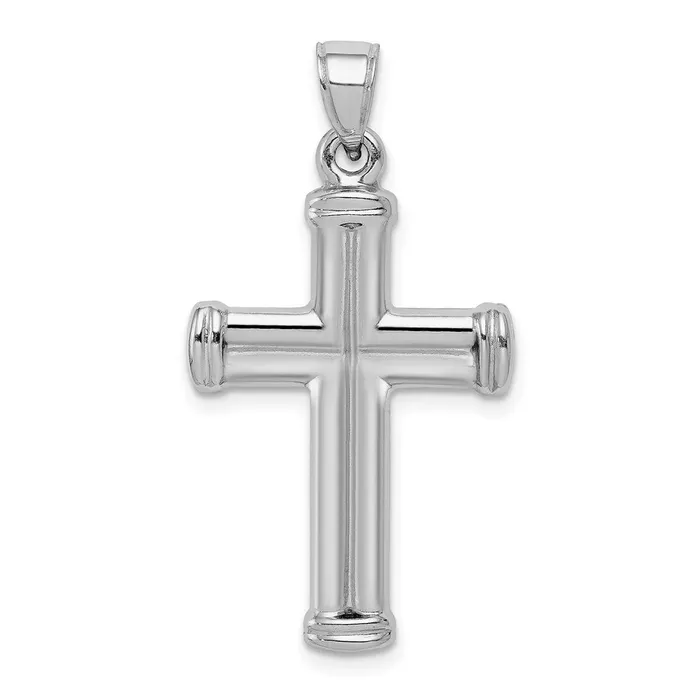 TreasureFineJewelers Necklaces Sterling Silver Rhodiumplated Hollow Latin Crucifix Pendant