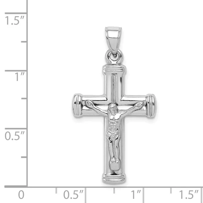 TreasureFineJewelers Necklaces Sterling Silver Rhodiumplated Hollow Latin Crucifix Pendant