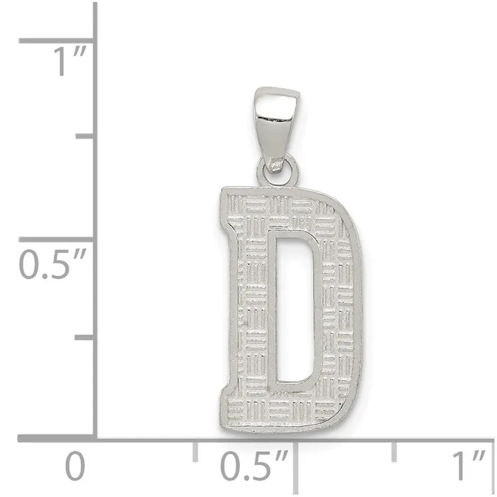 TreasureFineJewelers Necklaces Sterling Silver Rhodiumplated Letter D Initial Pendant