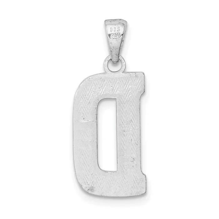 TreasureFineJewelers Necklaces Sterling Silver Rhodiumplated Letter D Initial Pendant