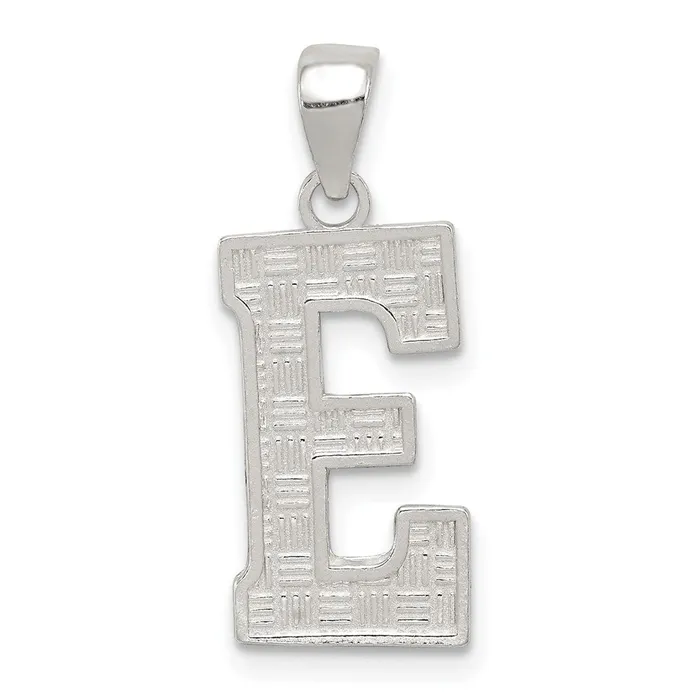 TreasureFineJewelers Necklaces Sterling Silver Rhodiumplated Letter E Initial Pendant TreasureFineJewelers Necklaces Sterling Silver Rhodiumplated Letter E Initial Pendant