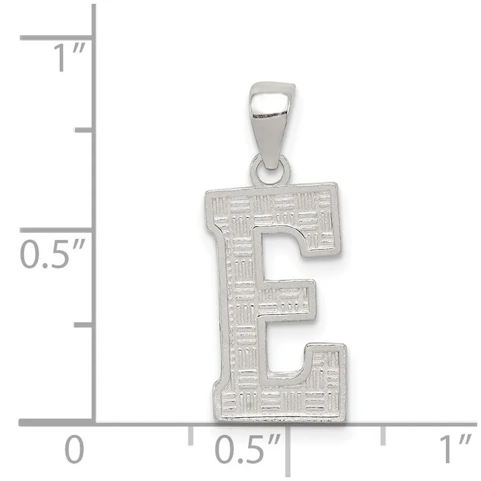 TreasureFineJewelers Necklaces Sterling Silver Rhodiumplated Letter E Initial Pendant