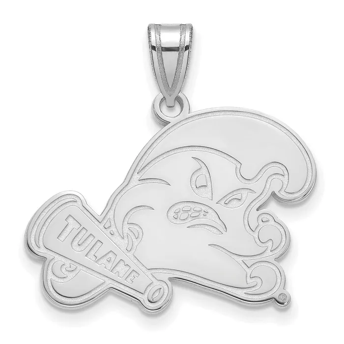 TreasureFineJewelers Necklaces Sterling Silver Rhodiumplated Tulane University Large Pendant TreasureFineJewelers Necklaces Sterling Silver Rhodiumplated Tulane University Large Pendant