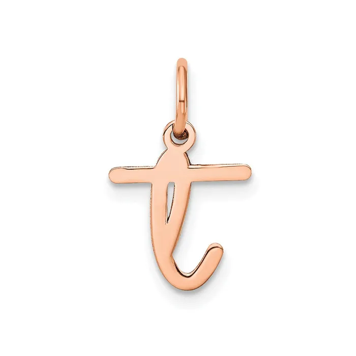 TreasureFineJewelers Necklaces Sterling Silver Roseplated Lower case Letter T Initial Charm TreasureFineJewelers Necklaces Sterling Silver Roseplated Lower case Letter T Initial Charm