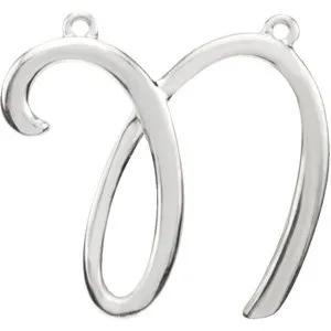 TreasureFineJewelers Necklaces Sterling Silver Script Initial N Necklace Center TreasureFineJewelers Necklaces Sterling Silver Script Initial N Necklace Center
