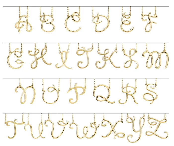 TreasureFineJewelers Necklaces Sterling Silver Script Initial N Necklace Center