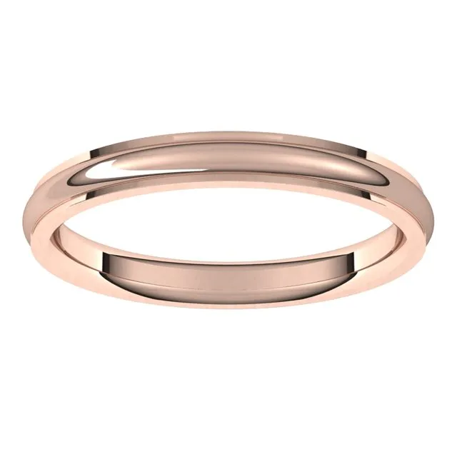 TreasureFineJewelers Rings 10K Rose Gold 25 mm Half Round Edge Comfort Fit Wedding Band