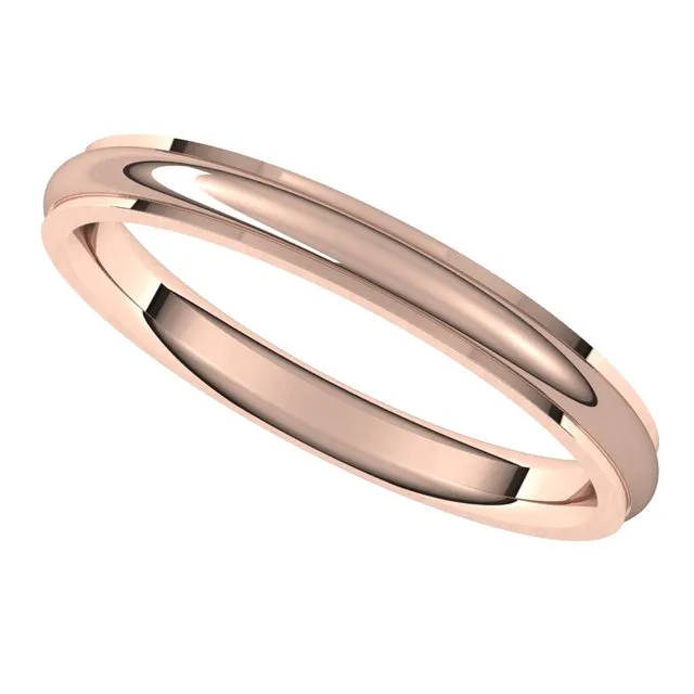 TreasureFineJewelers Rings 10K Rose Gold 25 mm Half Round Edge Comfort Fit Wedding Band