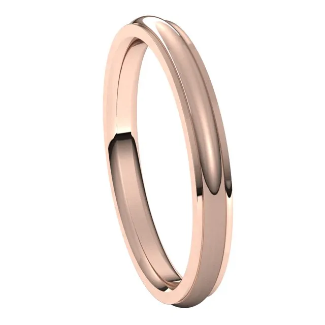 TreasureFineJewelers Rings 10K Rose Gold 25 mm Half Round Edge Comfort Fit Wedding Band