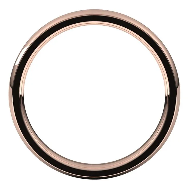 TreasureFineJewelers Rings 10K Rose Gold 3 mm Half Round Edge Comfort Fit Wedding Band