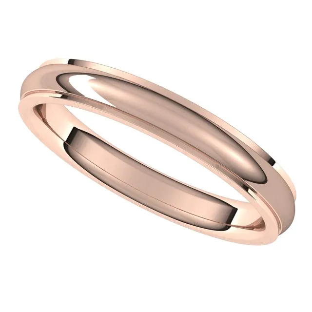 TreasureFineJewelers Rings 10K Rose Gold 3 mm Half Round Edge Comfort Fit Wedding Band