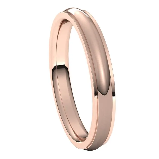 TreasureFineJewelers Rings 10K Rose Gold 3 mm Half Round Edge Comfort Fit Wedding Band