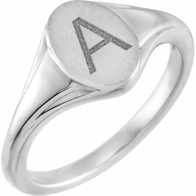 TreasureFineJewelers Rings 14K White 104x71 mm Oval Fluted Signet Ring