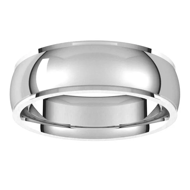 TreasureFineJewelers Rings 14K White Gold 6 mm Half Round Edge Comfort Fit Wedding Band