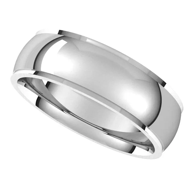 TreasureFineJewelers Rings 14K White Gold 6 mm Half Round Edge Comfort Fit Wedding Band