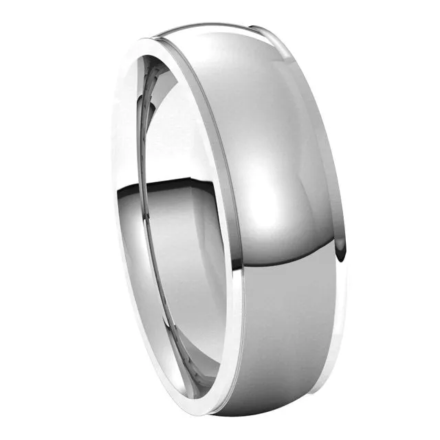 TreasureFineJewelers Rings 14K White Gold 6 mm Half Round Edge Comfort Fit Wedding Band