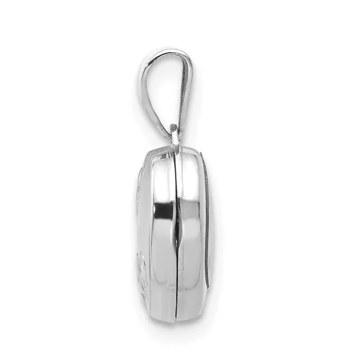 TreasureFineJewelers Rings 14k White Gold Polished HeartShaped Floral Locket