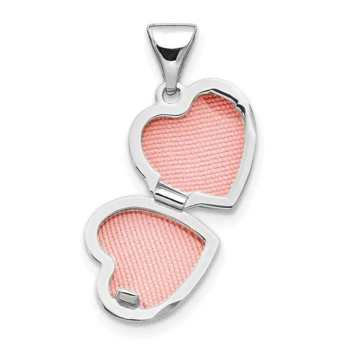 TreasureFineJewelers Rings 14k White Gold Polished HeartShaped Floral Locket