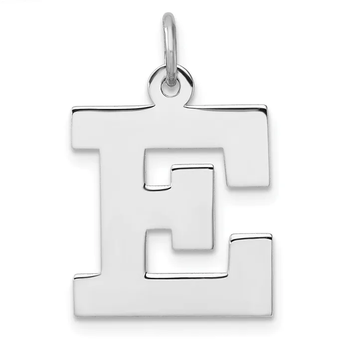 TreasureFineJewelers Rings Large Sterling Silver Rhodiumplated Block Letter E Initial Charm TreasureFineJewelers Rings Large Sterling Silver Rhodiumplated Block Letter E Initial Charm