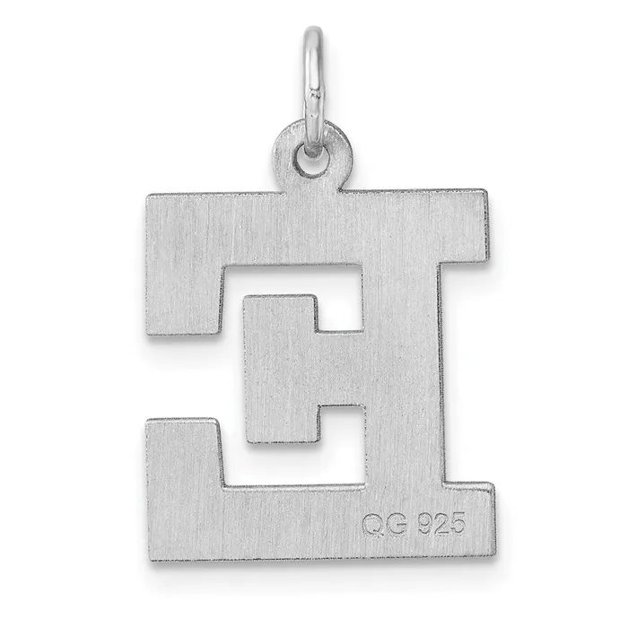 TreasureFineJewelers Rings Large Sterling Silver Rhodiumplated Block Letter E Initial Charm