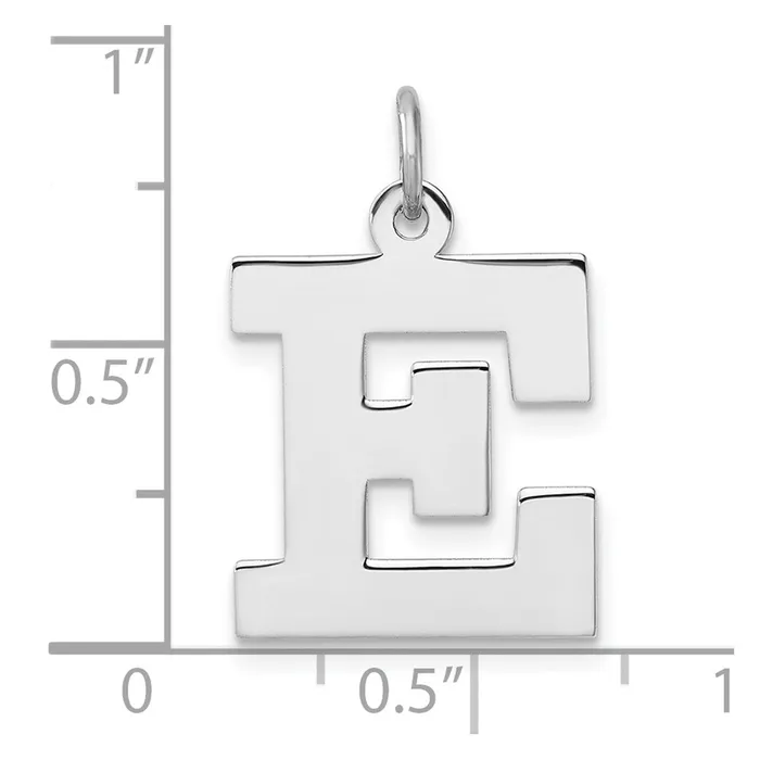 TreasureFineJewelers Rings Large Sterling Silver Rhodiumplated Block Letter E Initial Charm