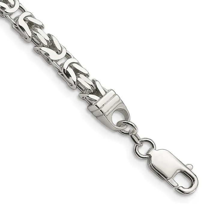 TreasureFineJewelers Rings Sterling Silver 5mm Byzantine Chain