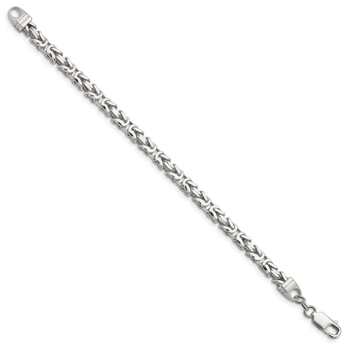 TreasureFineJewelers Rings Sterling Silver 5mm Byzantine Chain